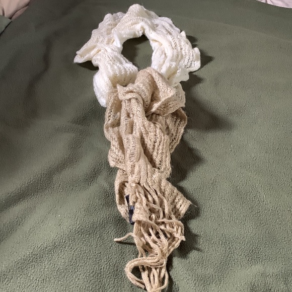 Lot of 2 Mixit winter scarfs. Black, gray and silver. Gold, cream and tan. OS - Picture 5 of 6